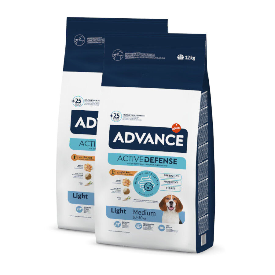 2 x 12 kg Advance Active Defense Medium Light Pollo y Arroz pienso para perros &iexcl;Pack ahorro!, , large Imagen numero 1