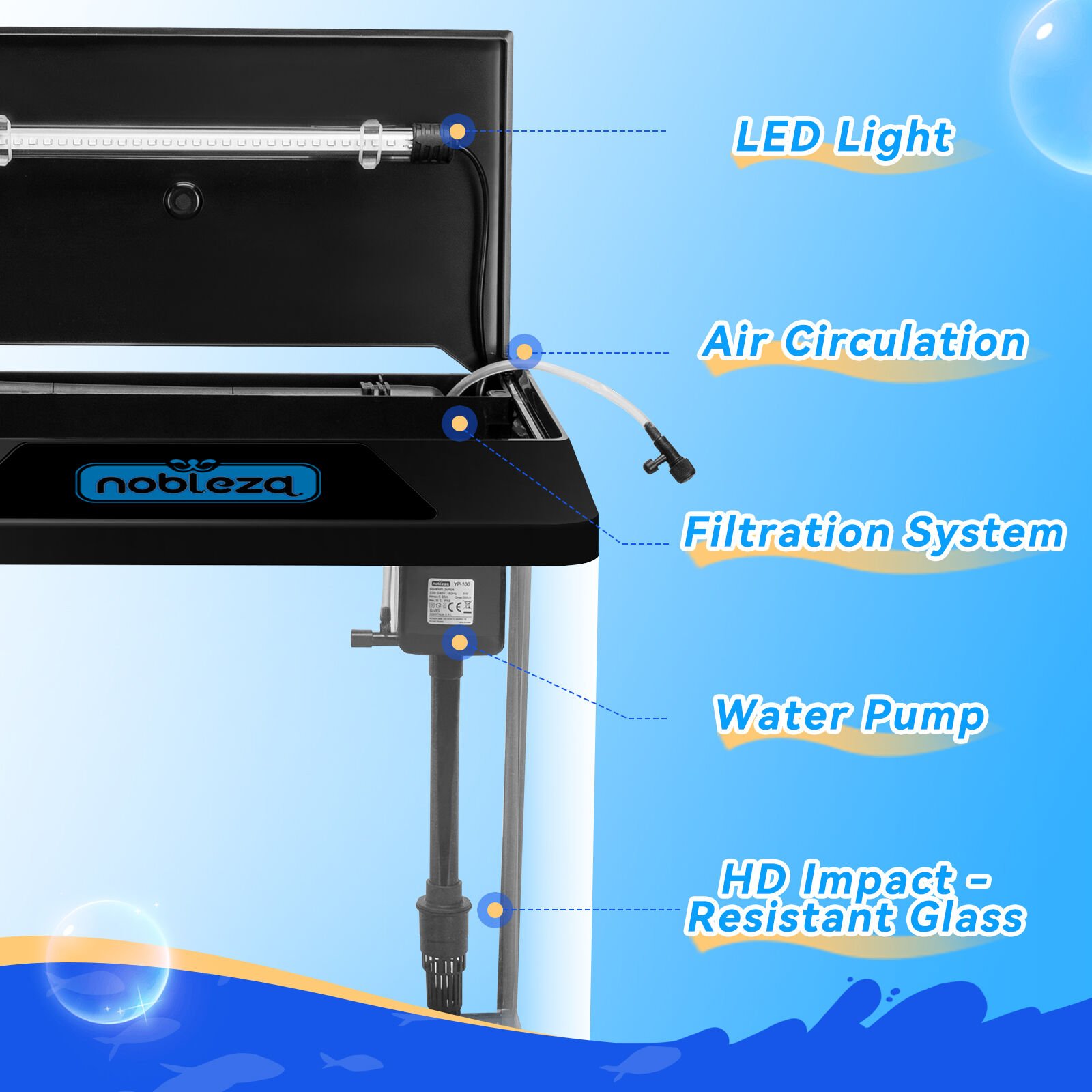 Nobleza Acuarios Completo Con Sistema De Filtrado Integrado para peces thumbnail