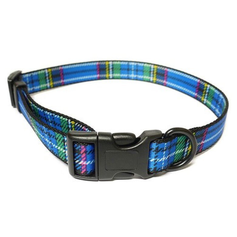 Collar ajustable diseño tartán para perros color Azul, , large image number null