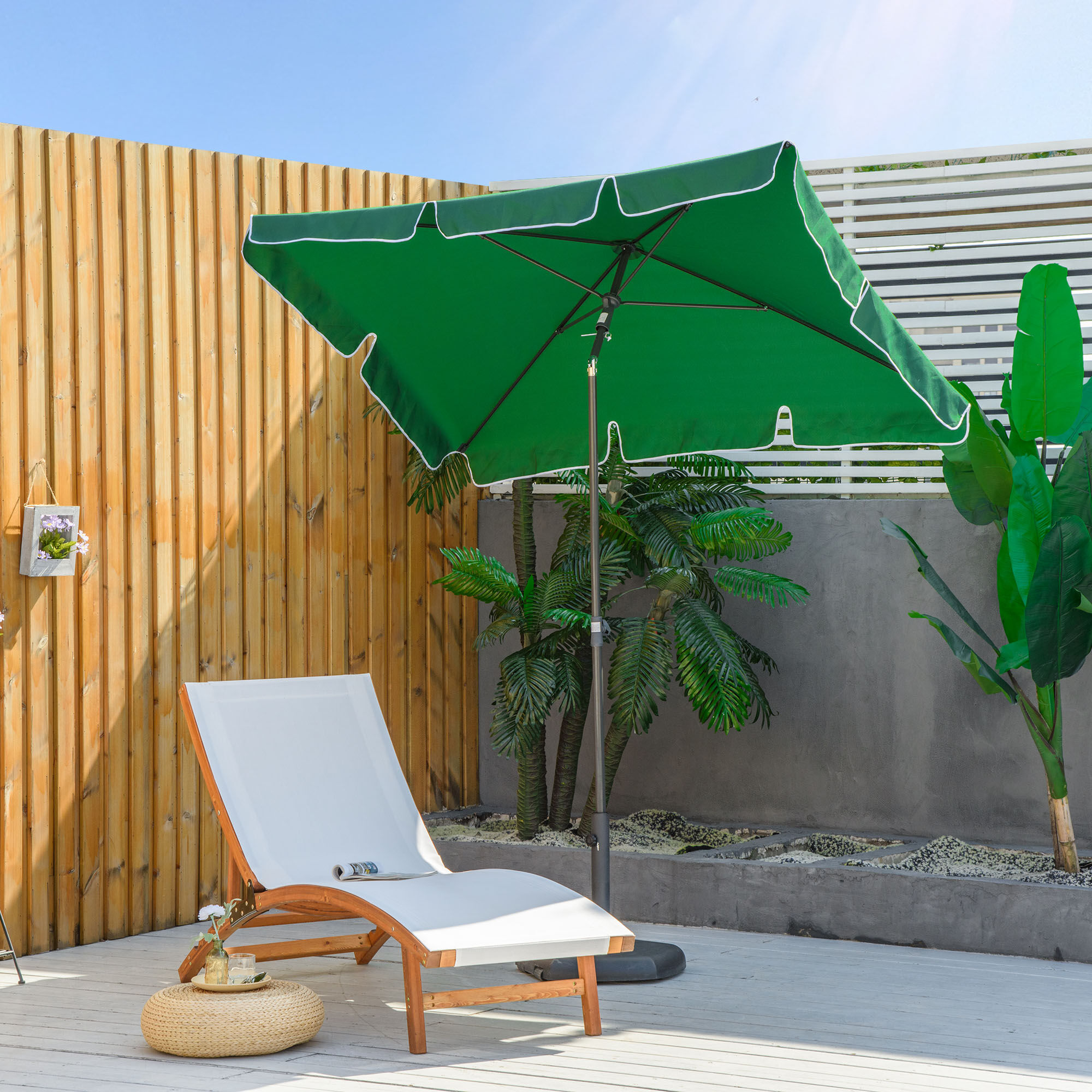 Outsunny Sombrilla de Jard&iacute;n de Aluminio 198x130x245 cm Parasol de Jard&iacute;n Rectangular con Funci&oacute;n de Inclinaci&oacute;n para Terraza Patio Exterior Verde, , large Imagen numero 2