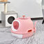 PawHut caja de arena para gatos abatible bandeja extraíble y pala rosa, , large indicador imagen numero 3