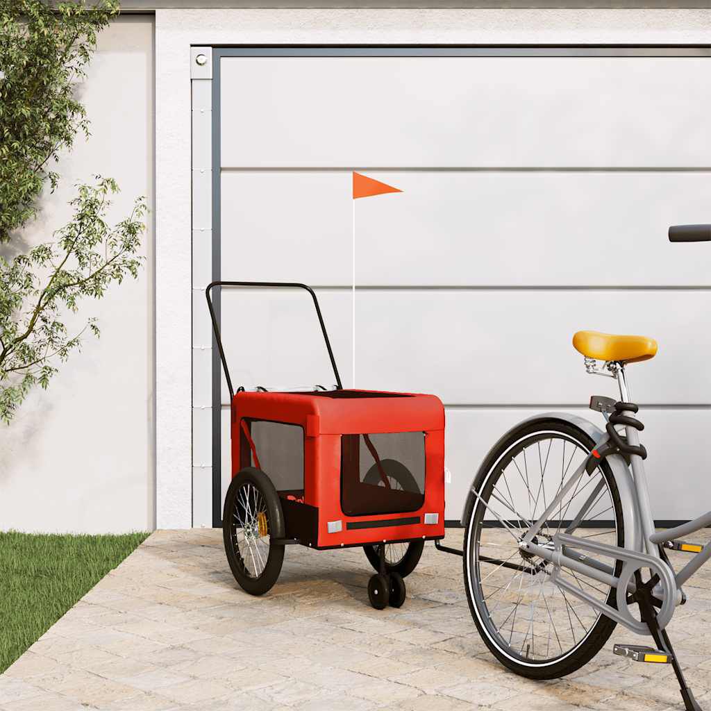 vidaXL Remolque de Bicicleta Mascotas Carrito para Bici Hierro Tela Oxford, , large Imagen numero 2