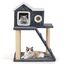 COSTWAY Árbol para Gatos Moderno de 90 cm, Muebles para Gatos de 3 Niveles con Techo Abrible, Postes de Rascado de Sisal, Escalera, Dispositivo Antivuelco, Torre para Gatos en Interiores, Gris, , large indicador imagen numero 2