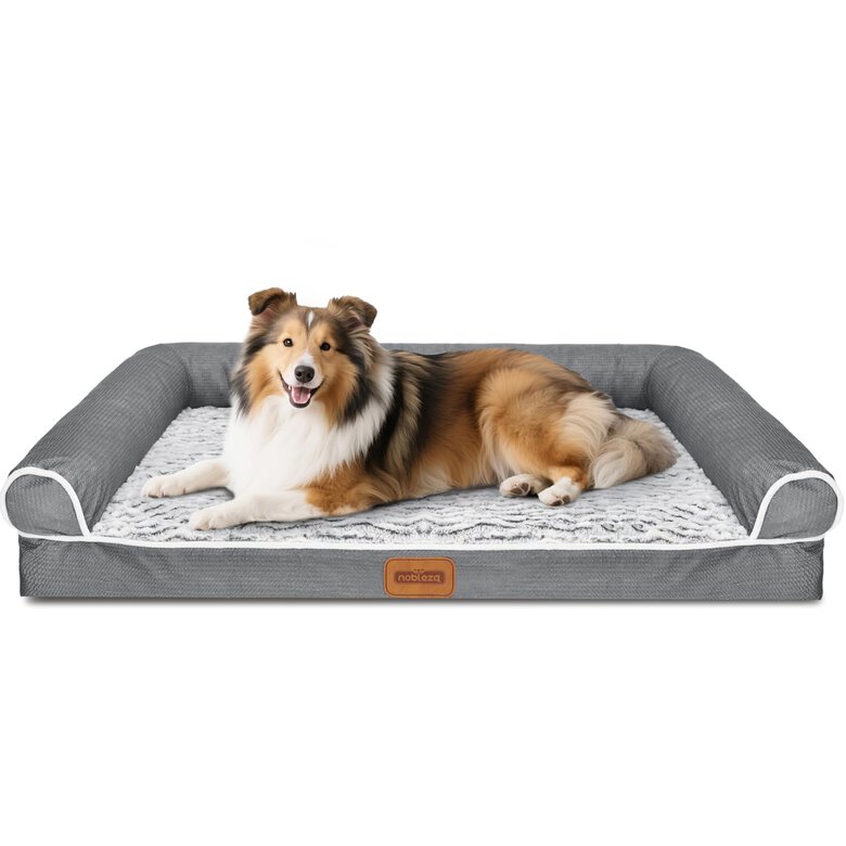 Nobleza Cama Ortopedica para Perros Extra Grande 91x68x18cm, Cama Perros Medianos Lavable con Espuma Viscoelástica, Sofá Perro Desmontable, Color Gris