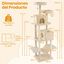 COSTWAY &Aacute;rbol Rascador para Gatos de Varios Niveles, Torre de Escalada para Gatitos con 2 Condos, 2 Perchas de Terciopelo, Postes de Sisal y Cuerda, Juguetes Colgantes, Plataformas M&uacute;ltiples, Beige, , large indicador imagen numero 5