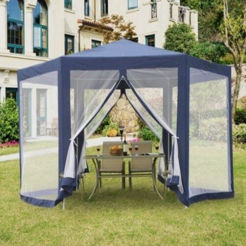 Cenador con Mosquitera Outsunny para Jard&iacute;n color Azul, , large Imagen numero 1