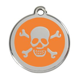 Red Dingo Placa identificativa Acero Inoxidable Esmalte Cruz Hueso Naranja para perros