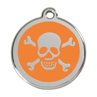 Red Dingo Placa identificativa Acero Inoxidable Esmalte Cruz Hueso Naranja para perros