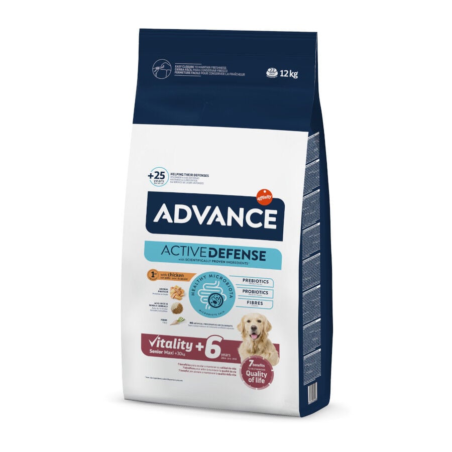 Advance Active Defense Maxi Senior Vitality Pollo y Arroz pienso para perros