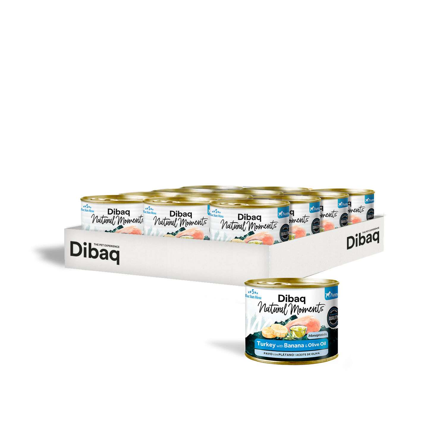 Dibaq natural Moments Cachorro pavo y pl&aacute;tano ,12 latas x 190gr, , large Imagen numero 3