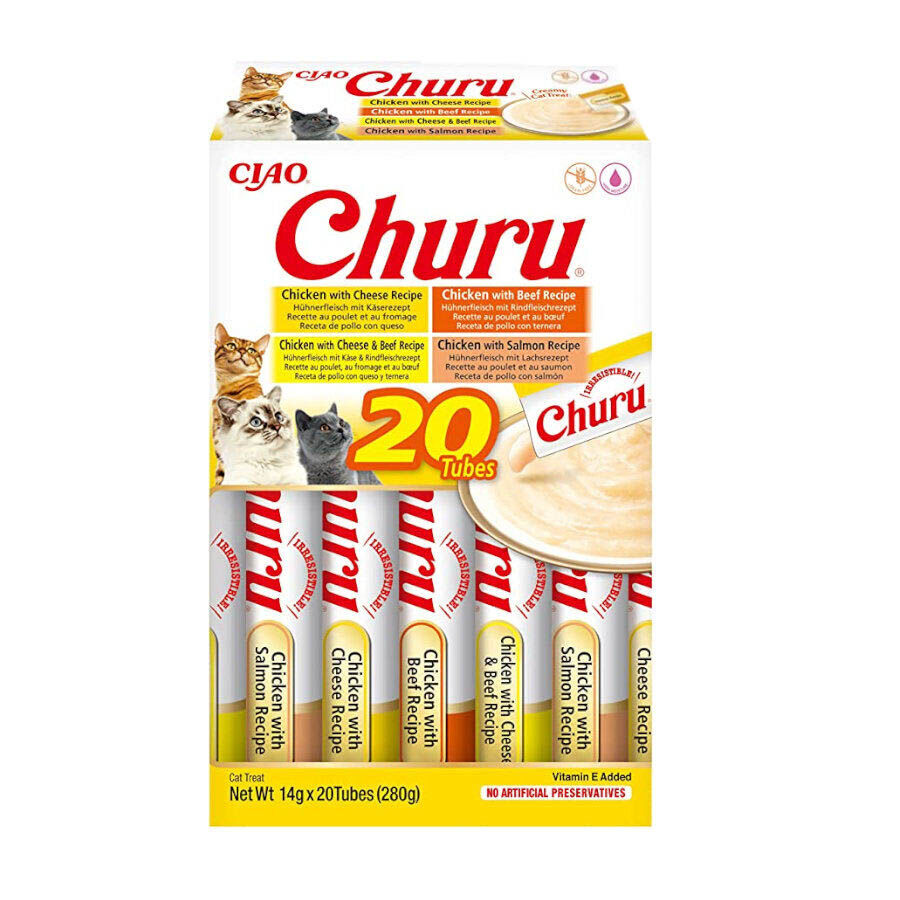 Churu Variedades de Pollo con Ternera Snack Líquido para gatos