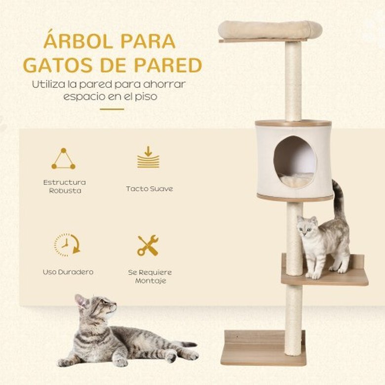 PawHut Árbol de Pared con Plataformas para gatos, , large image number null