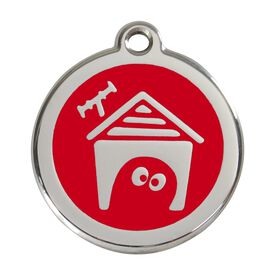 Red Dingo Placa identificativa Acero Inoxidable Esmalte Perro Casa Rojo para perros