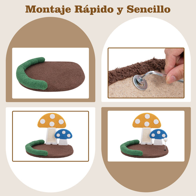 COSTWAY Cama en Forma de Seta con Rascador para Gatos thumbnail