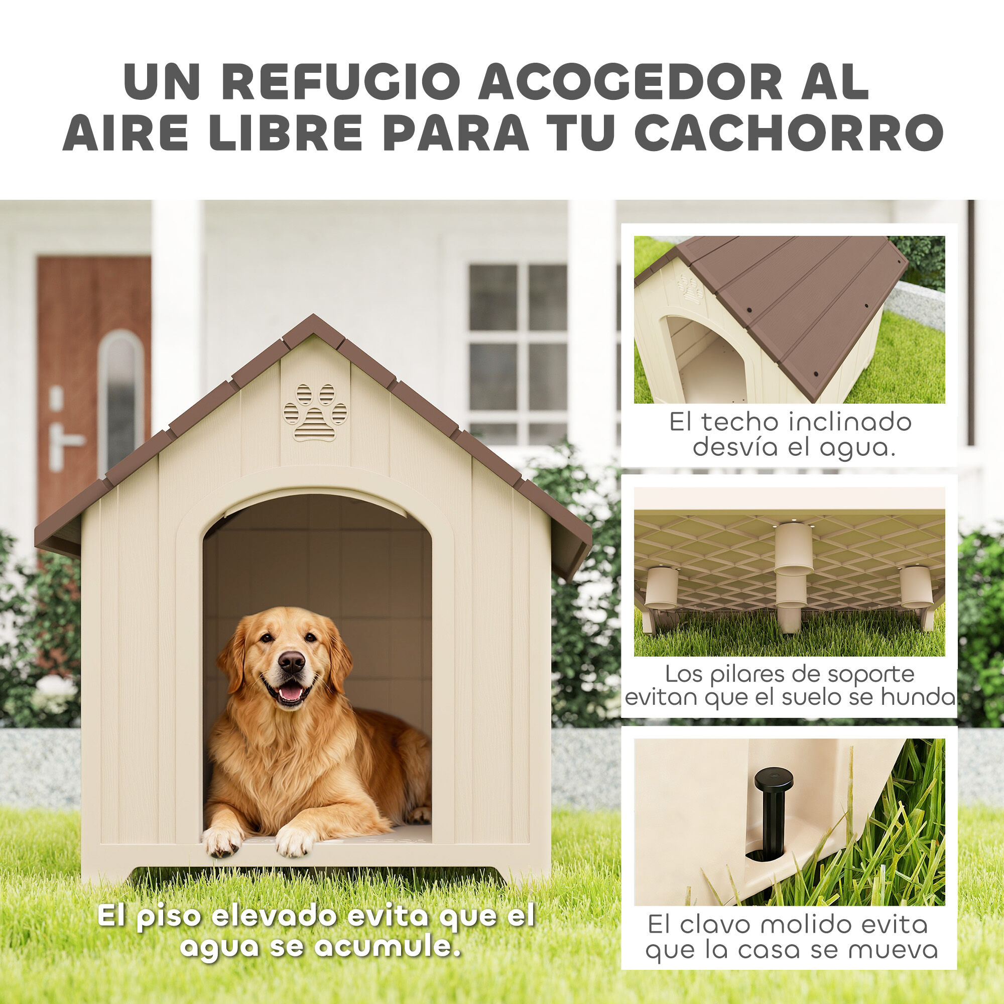 PawHut Caseta para Perro Beige, , large Imagen numero 9