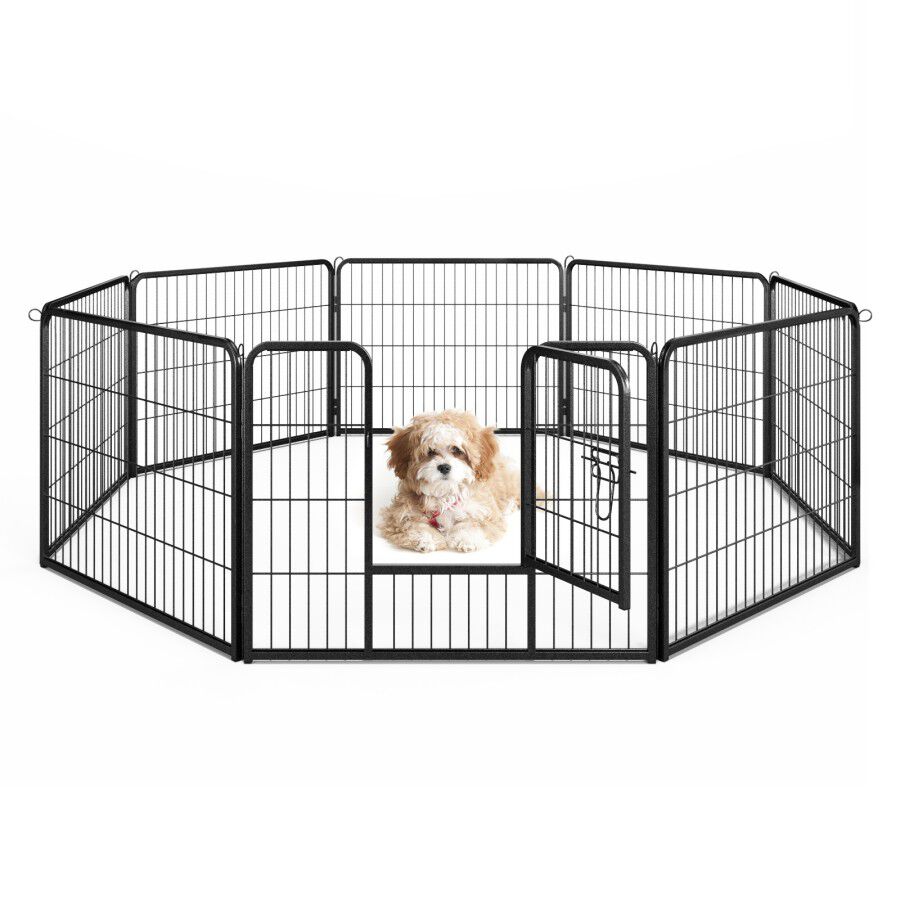 COSTWAY Parque Plegable de Metal Negro para Perros y Gatos thumbnail