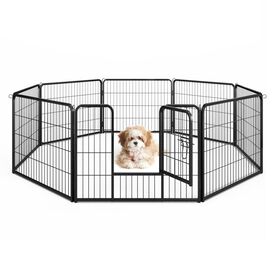 COSTWAY Parque Plegable de Metal Negro para Perros y Gatos