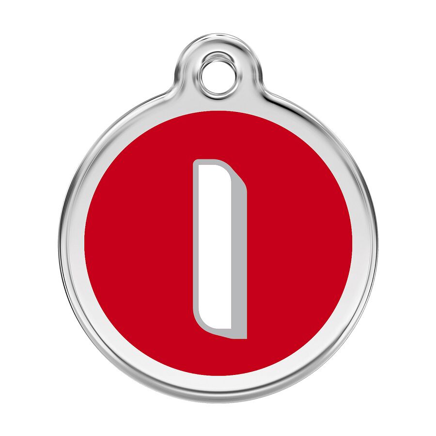 Placa identificativa Acero Inoxidable Esmalte Alfabeto Letra I Rojo para perros, , large Imagen numero 1