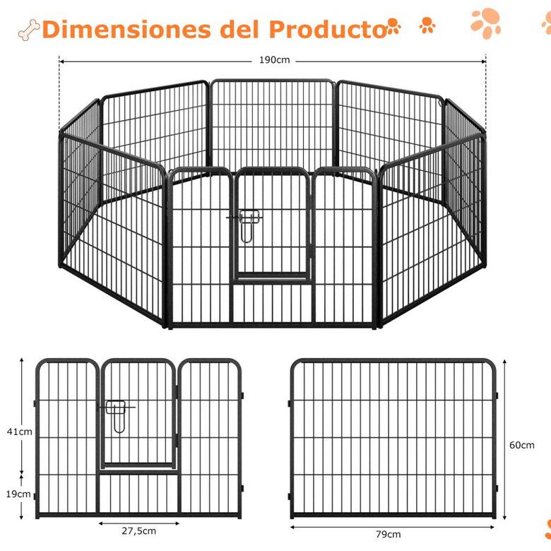 COSTWAY Parque Plegable de Metal Negro para Perros y Gatos thumbnail