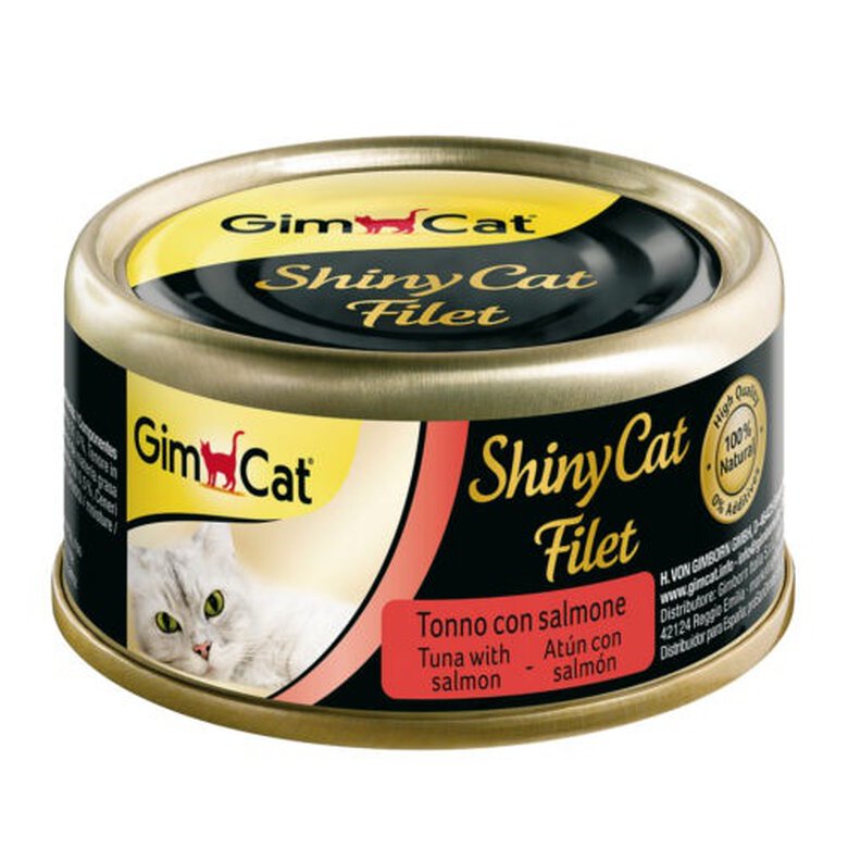GimCat Shiny Filet atún con salmón lata para gatos, , large image number null
