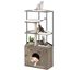 COSTWAY &aacute;rbol para gatos con armario para caja de arena, armario para gato para caja de arena, casa para gatos de madera, &aacute;rbol para gatos con postes de sisal, plataformas, abertura para gato y alfombrillas, mueble para gatos, Marr&oacute;n, , large indicador imagen numero 1