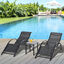 Outsunny 2 Tumbonas de Jardín 59x169x66 cm con Mesa de Café 41x41x45 cm de Vidrio Templado Reposabrazos para Patio Piscina Terraza Aire Libre Negro, , large indicador imagen numero 2