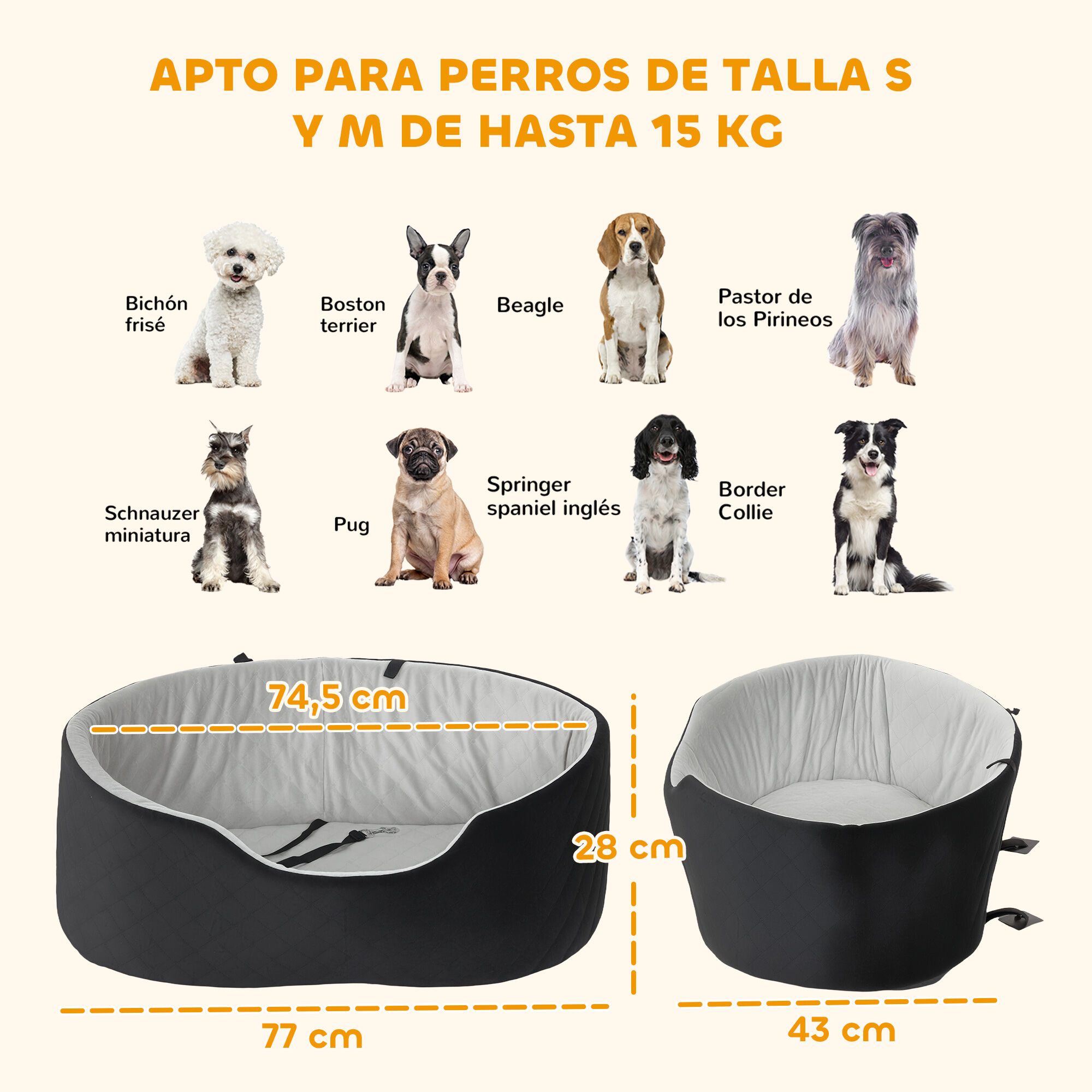PawHut Asiento Coche Perros Negro, , large Imagen numero 3