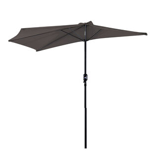 Outsunny Sombrilla Parasol De Jardín Con Manivela Y Forma Semicircular Para Exterior Gris