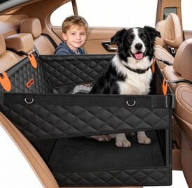Nobleza Funda de Asiento de Coche para Perros tipo Hamaca, Protector de Asiento Trasero con Ventana de Malla Transpirable, Alfombra Antideslizante e Impermeable para Mascotas, Dise&ntilde;o de Media Silla Ideal para Viajar con Ni&ntilde;os
