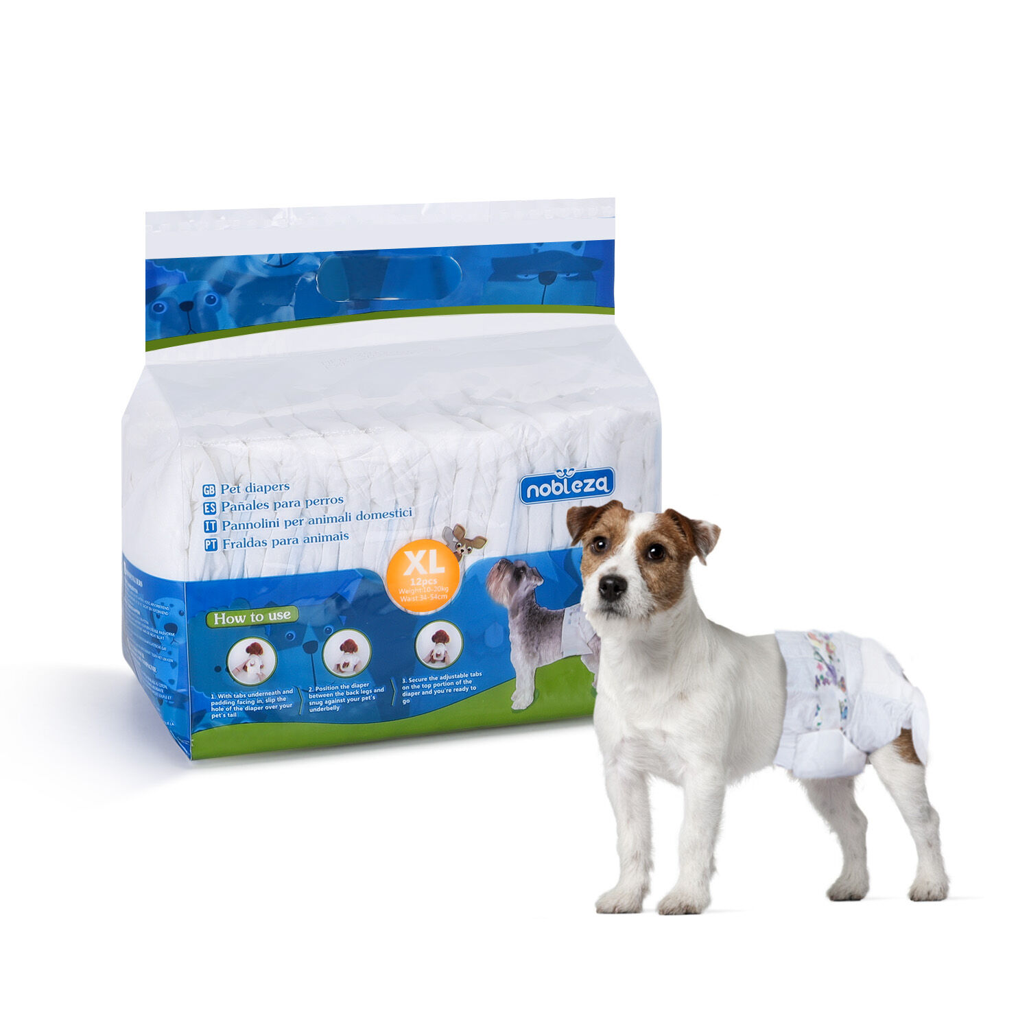 Nobleza 12x Pa&ntilde;ales para Perros Desechables Hembra Cachorro Entrenamiento Pa&ntilde;ales S&uacute;per Absorbente Envolturas para Mascotas Paquete de 12, L, , large Imagen numero 6