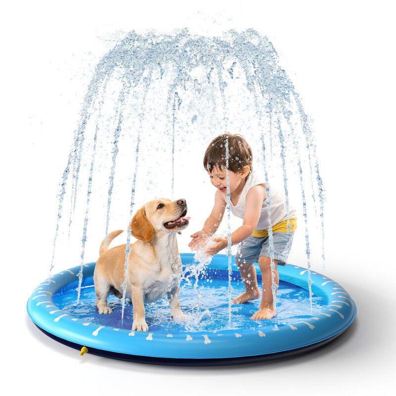 Nobleza Tapete de Agua para Perros &ndash; Splash Pad Antideslizante, PVC de 0.55 mm, F&aacute;cil Plegable &ndash; Ideal para Jard&iacute;n y Exterior &ndash; Di&aacute;metro: 1 m (Azul), , large Imagen numero 1
