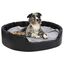 Vidaxl sofá acolchado antideslizante ovalado negro y gris para perros, , large indicador imagen numero 1