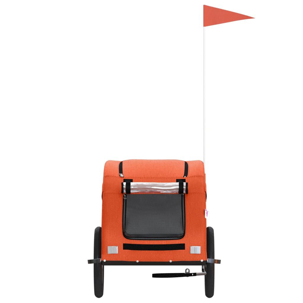 vidaXL Remolque de bicicleta mascotas hierro tela Oxford naranja, , large Imagen numero 3