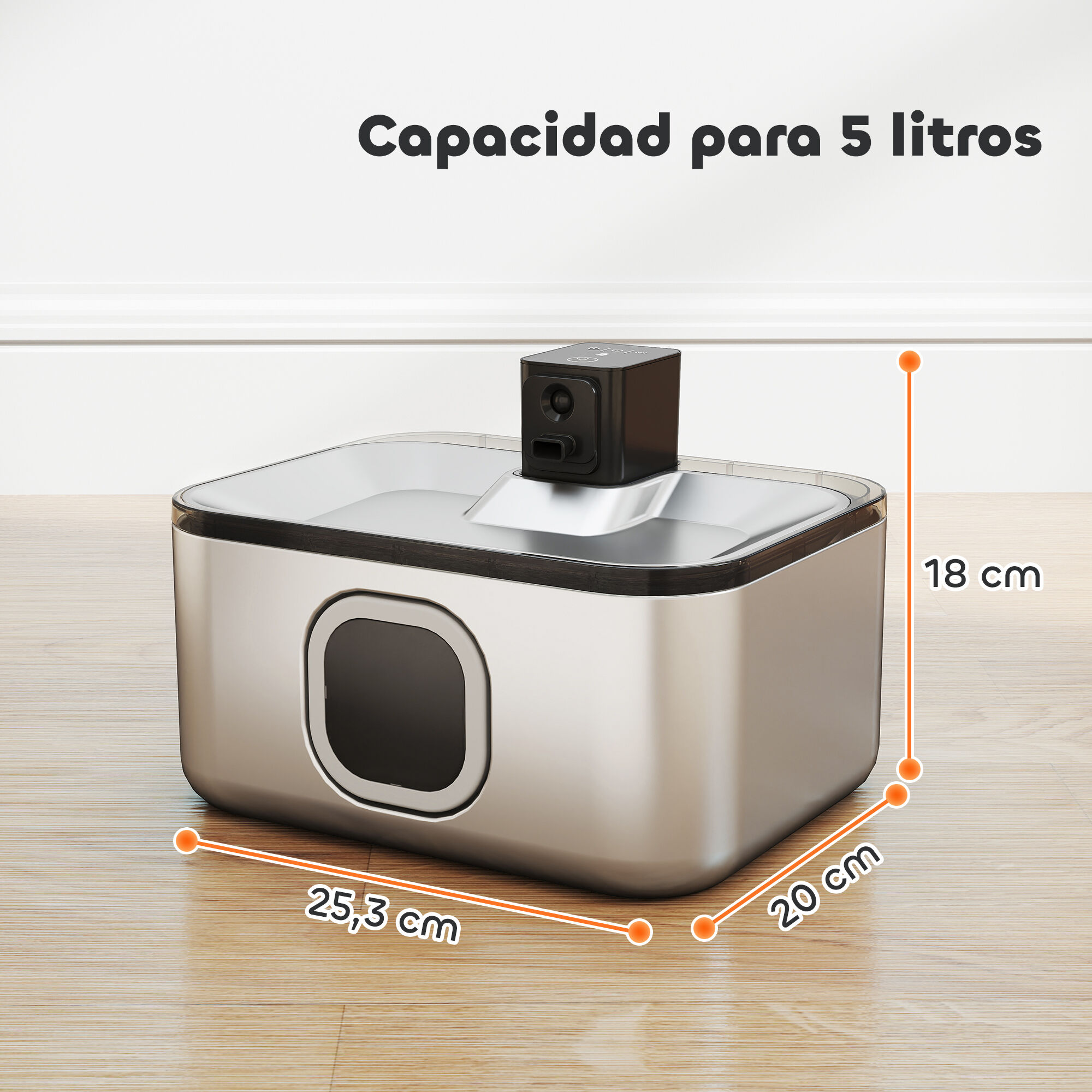 PawHut Fuente Agua Mascotas Plata, , large Imagen numero 3