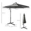 Outsunny Sombrilla de Jardín Ø300x250 cm Parasol Excéntrico Inclinable con Manivela Base Cruzada y Soporte de Acero Protección Solar para Terraza Exterior Gris, , large indicador imagen numero 3