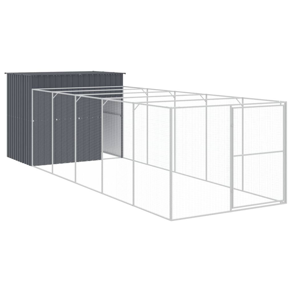 vidaXL Caseta perros con corral acero galvanizado gris 214x1069x181 cm, , large Imagen numero 5