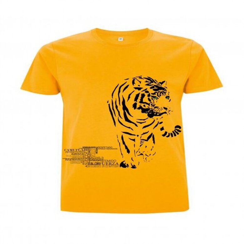 Animal totem camiseta manga corta algodón orgánico tigre amarillo para hombre, , large image number null