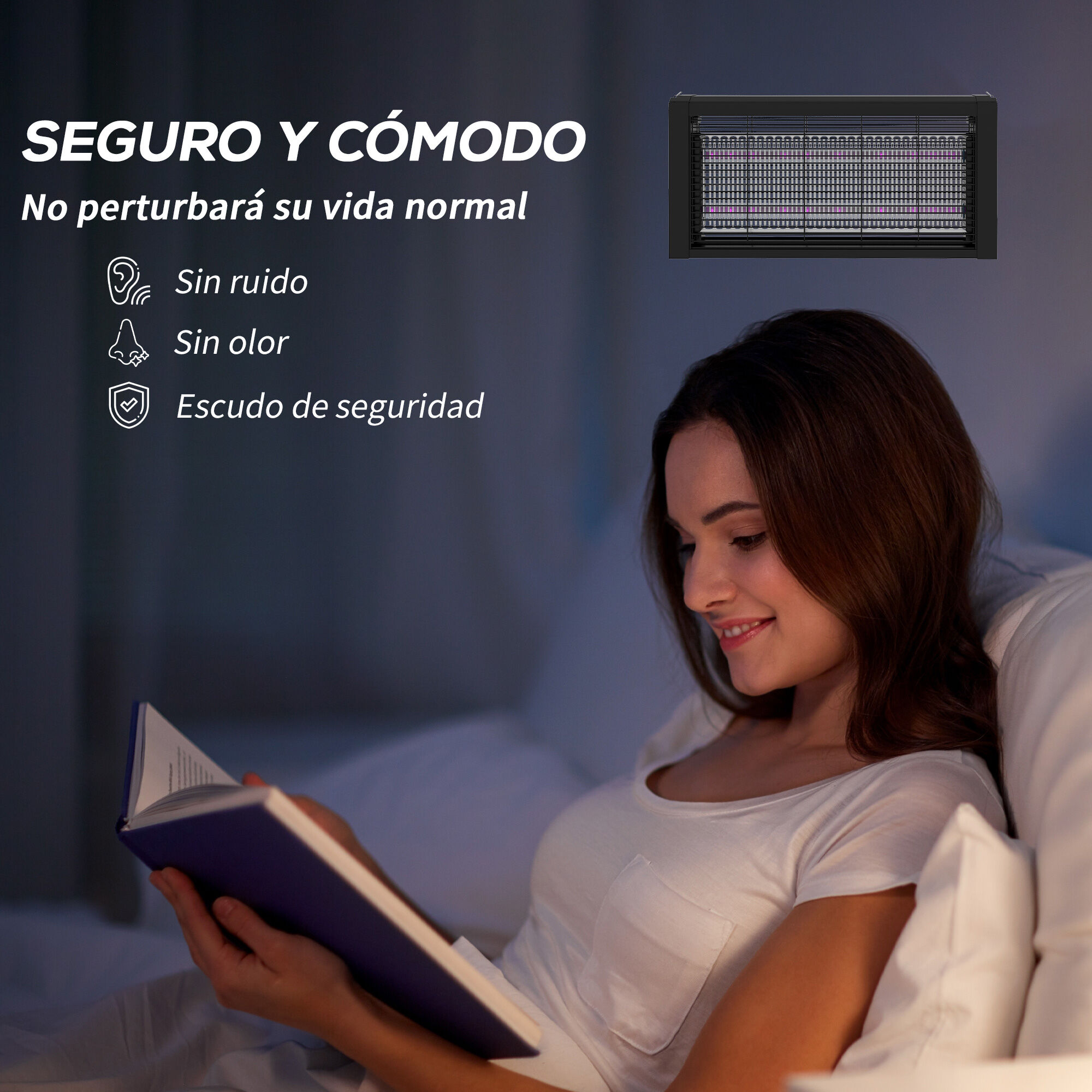 Outsunny L&aacute;mpara Antimosquitos Negra Con Luces Led, , large Imagen numero 5
