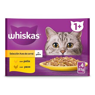 Whiskas Selección Aves Gelatina en Bolsita para Gatos Adultos