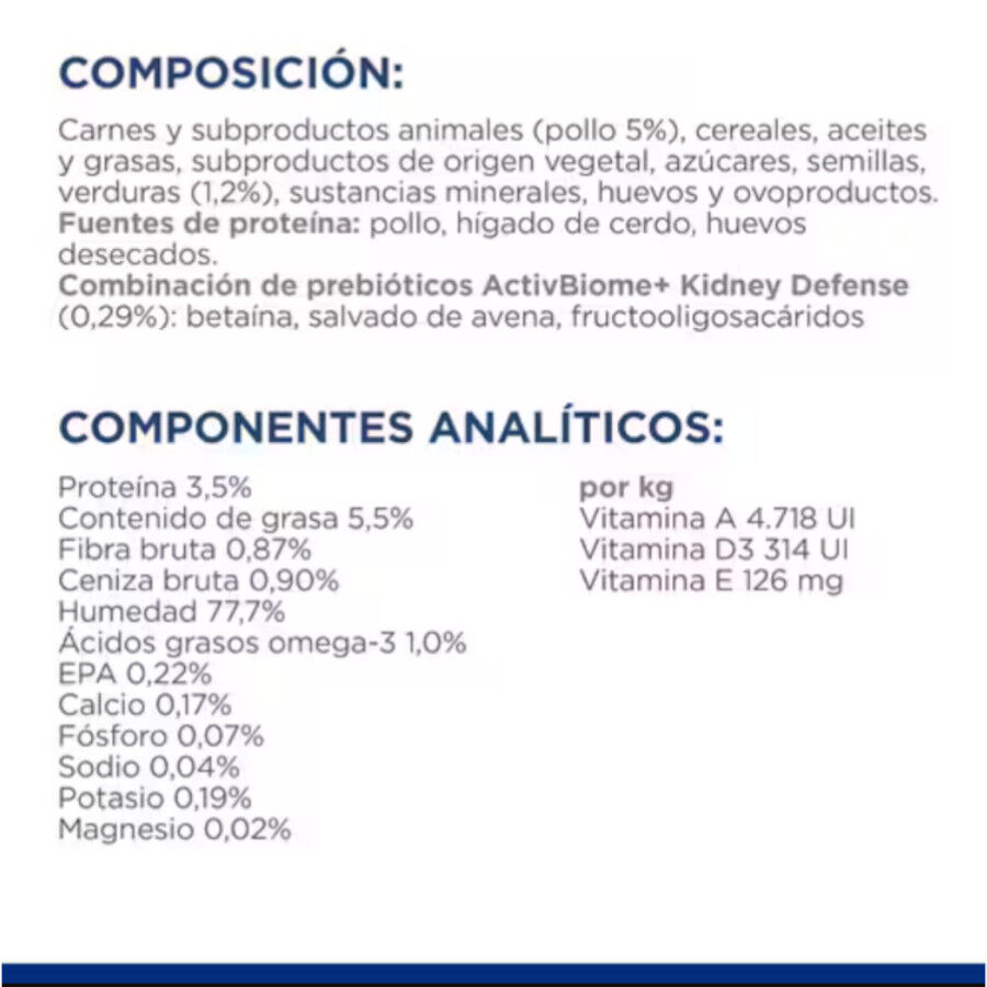 354 g Hill's Prescription Diet Kidney k/d +  Mobility j/d estofado pollo y verduras lata para perros, , large Imagen numero 6