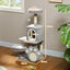 PawHut Árbol Rascador para Gatos 110 cm Árbol para Gatos Torre para Gatos con Nidos Cueva Plataforma Almohadilla de Rascado Bola Colgante Gris Claro, , large indicador imagen numero 3