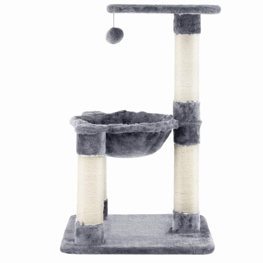COSTWAY &Aacute;rbol Rascador para Gatos, 40 x 40 x 64 cm Torre para Gatos (Gris) | Torre para Gatitos de Interior con Plataforma Grande y Hamaca, Postes Rascadores de Sisal Natural, Bola Colgante, , large Imagen numero 1
