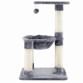 COSTWAY &Aacute;rbol Rascador para Gatos, 40 x 40 x 64 cm Torre para Gatos (Gris) | Torre para Gatitos de Interior con Plataforma Grande y Hamaca, Postes Rascadores de Sisal Natural, Bola Colgante