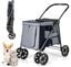 COSTWAY Cochecito para Mascotas Plegable, Carrito de Viaje Port&aacute;til para Mascotas con Malla Transpirable, Claraboya, Bolsillos, Carrito Plegable para Mascotas Peque&ntilde;as y Medianas (gris), , large indicador imagen numero 1