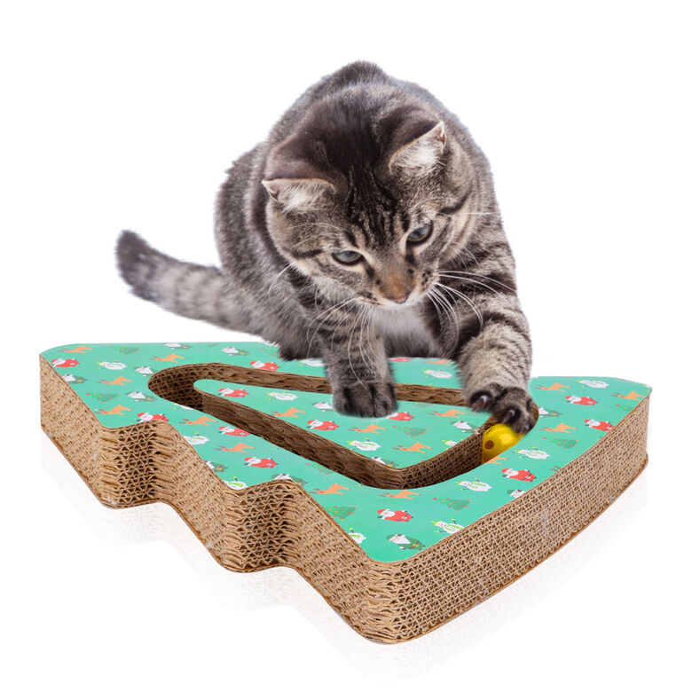 Nobleza Rascador cartón con bola de camapana para gatos thumbnail