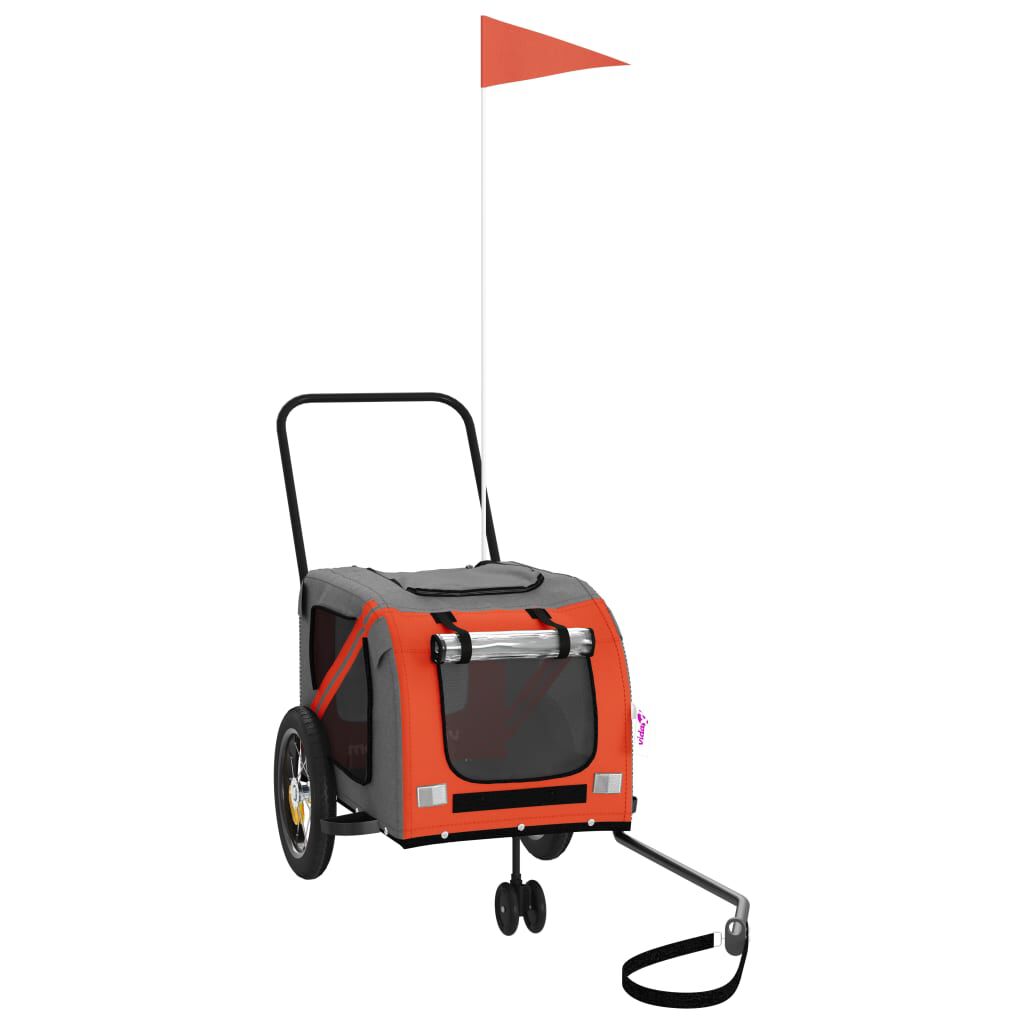 vidaXL Remolque bicicleta para perros hierro tela Oxford naranja negro, , large Imagen numero 1