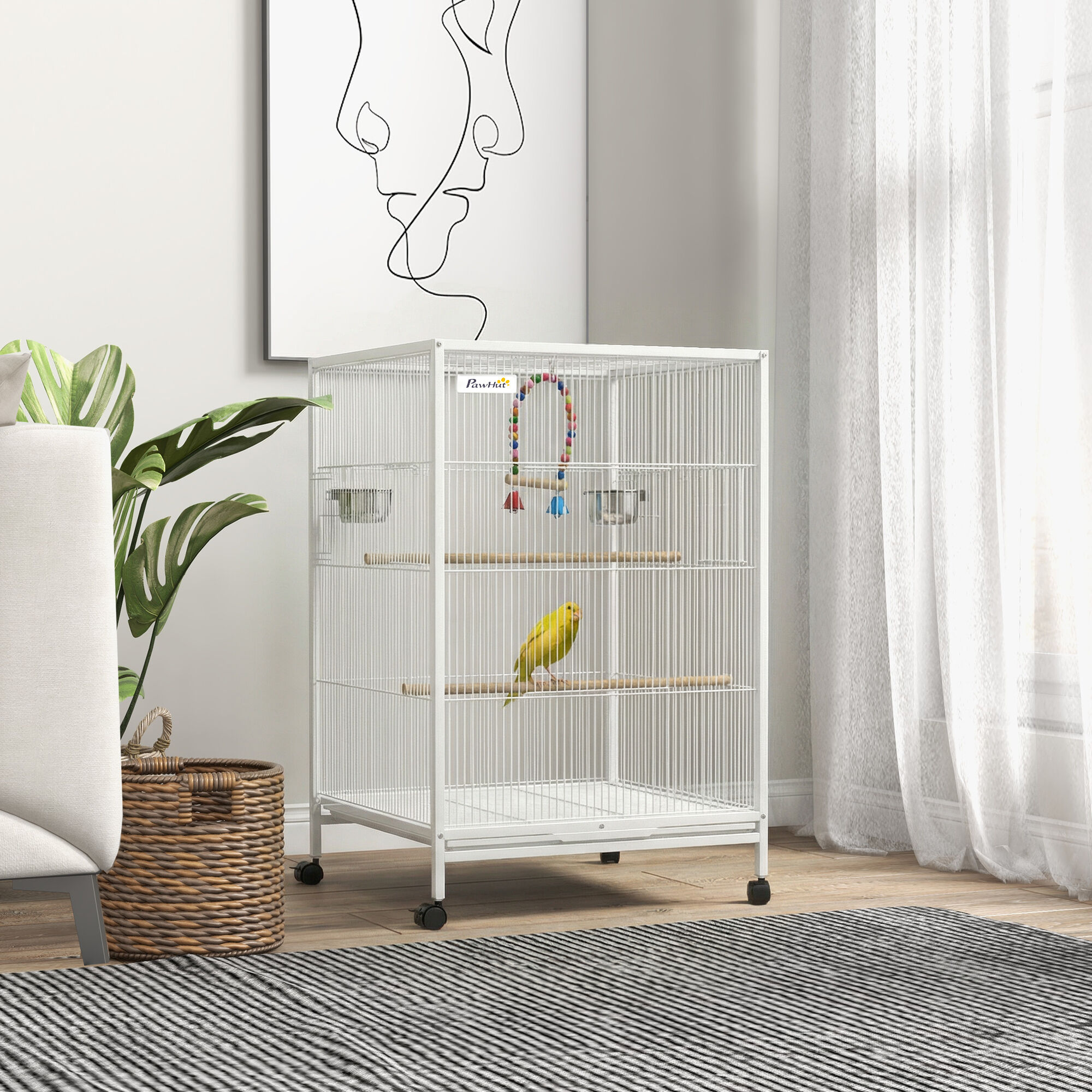 PawHut Jaula para P&aacute;jaros Blanco, , large Imagen numero 2