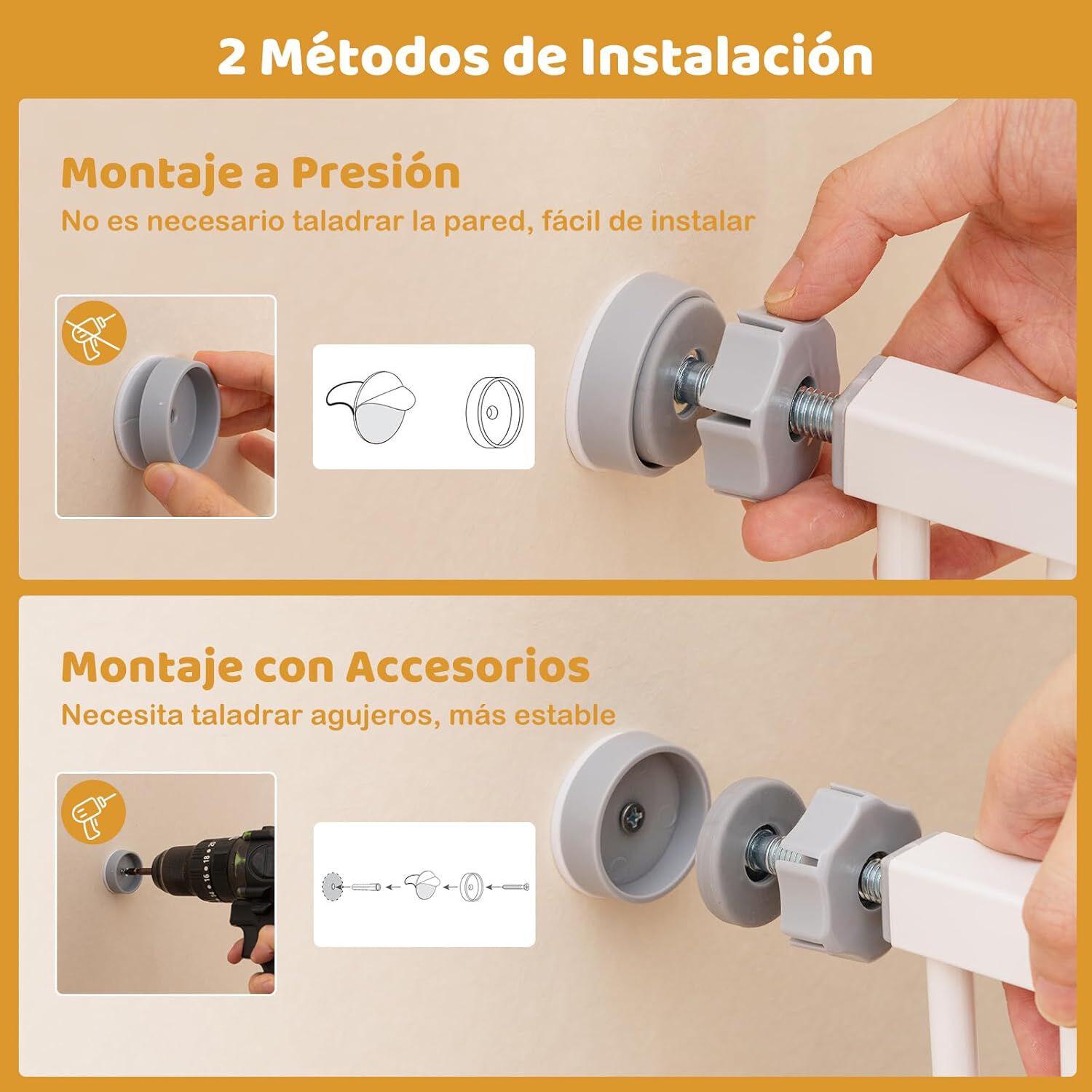 COSTWAY Barrera de Seguridad para Perros, 74-104 x 76 cm Barrera para Mascotas Extensible con Puerta Pequeño, Cierre Automático y Sistema de Doble Bloqueo, Puerta de Seguridad para Niños (Blanco) thumbnail
