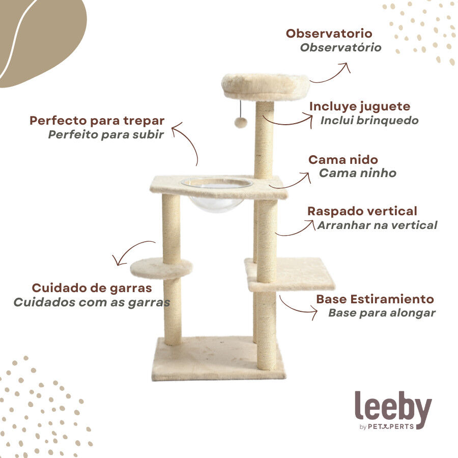 Leeby Luna árbol rascador con cama y juguete para gatos thumbnail