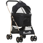 PawHut 3 en 1 Cochecito para Mascotas Carrito para Perros y Gatos Desmontable Bolsa de Transporte Plegable con Cesta de Almacenaje y Frenos Tela Oxford 600D Carga 15 kg 82x49,5x98 cm Negro., , large image number null